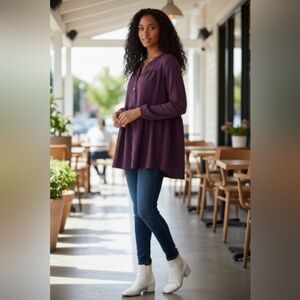 NWT Peace and Pearls Plum Blouse | Women's Size S